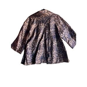 Susan Graver MEDIUM Cheetah Animal Print Jacket 3/4 Sleeve Windbreaker